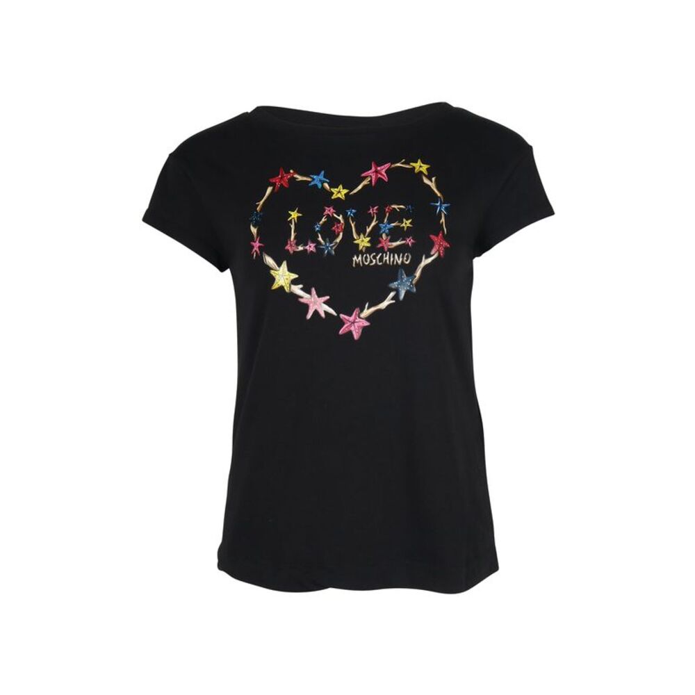 Love Moschino Heart Logo Print T-shirt in Black Cotton